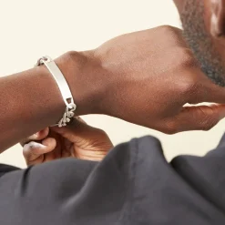 Histoire d'Or Bracelet Identité Vivian Maille Alternee 1/3 Argent Blanc Outlet