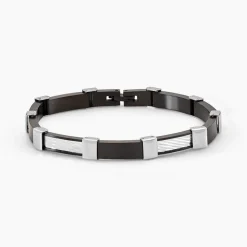 Histoire d'Or Bracelet Jack Acier Blanc Noir Discount