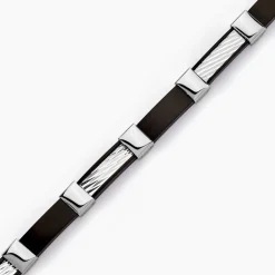 Histoire d'Or Bracelet Jack Acier Blanc Noir Discount