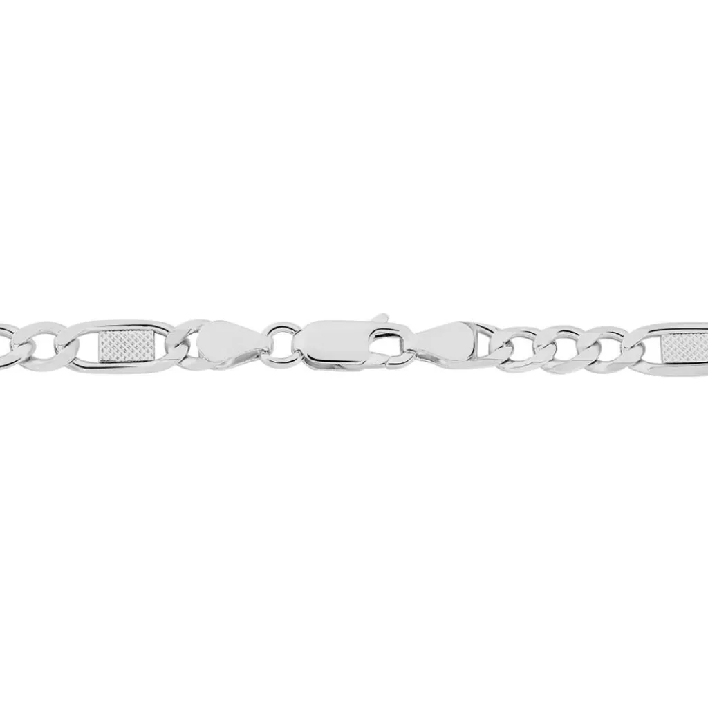Histoire d'Or Bracelet Jeremi Maille Alternee 1/3 Et Plaquettes Argent Blanc Discount
