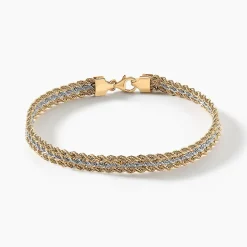 Histoire d'Or Bracelet Jerry Maille Corde 3 Rangs or bicolore Online