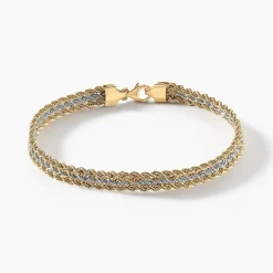 Histoire d'Or Bracelet Jerry Maille Corde 3 Rangs or bicolore Outlet