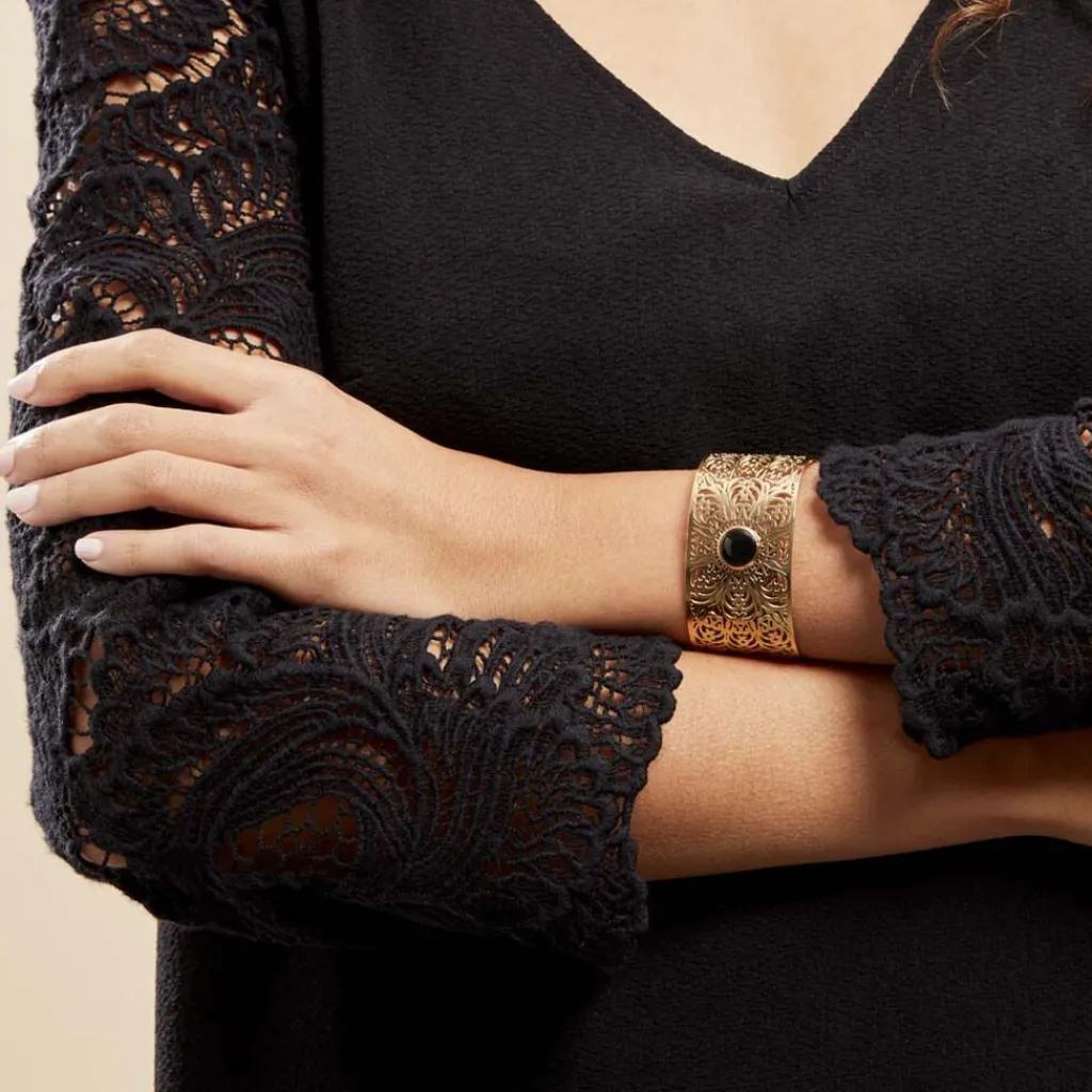 Histoire d'Or Bracelet Jonc Acier Doré Maurits Agate Sale