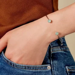 Histoire d'Or Bracelet Jonc Allyn Argent Blanc Verre