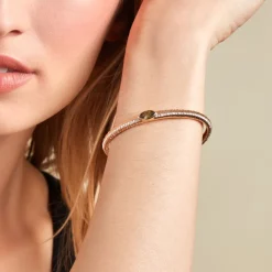 Histoire d'Or Bracelet Jonc Angelica Plaque Or Jaune Oxyde De Zirconium New