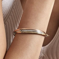 Histoire d'Or Bracelet Jonc Catalin 3 Fils Flexibles Or Tricolore