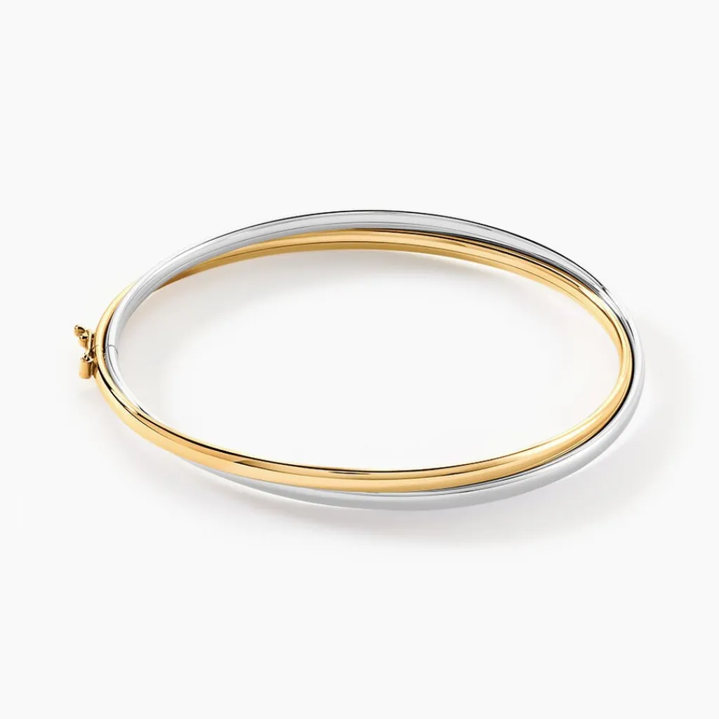 Histoire d'Or Bracelet Jonc Catalin 2 Fils Flexibles Or Bicolore New