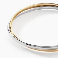 Histoire d'Or Bracelet Jonc Catalin 2 Fils Flexibles Or Bicolore New