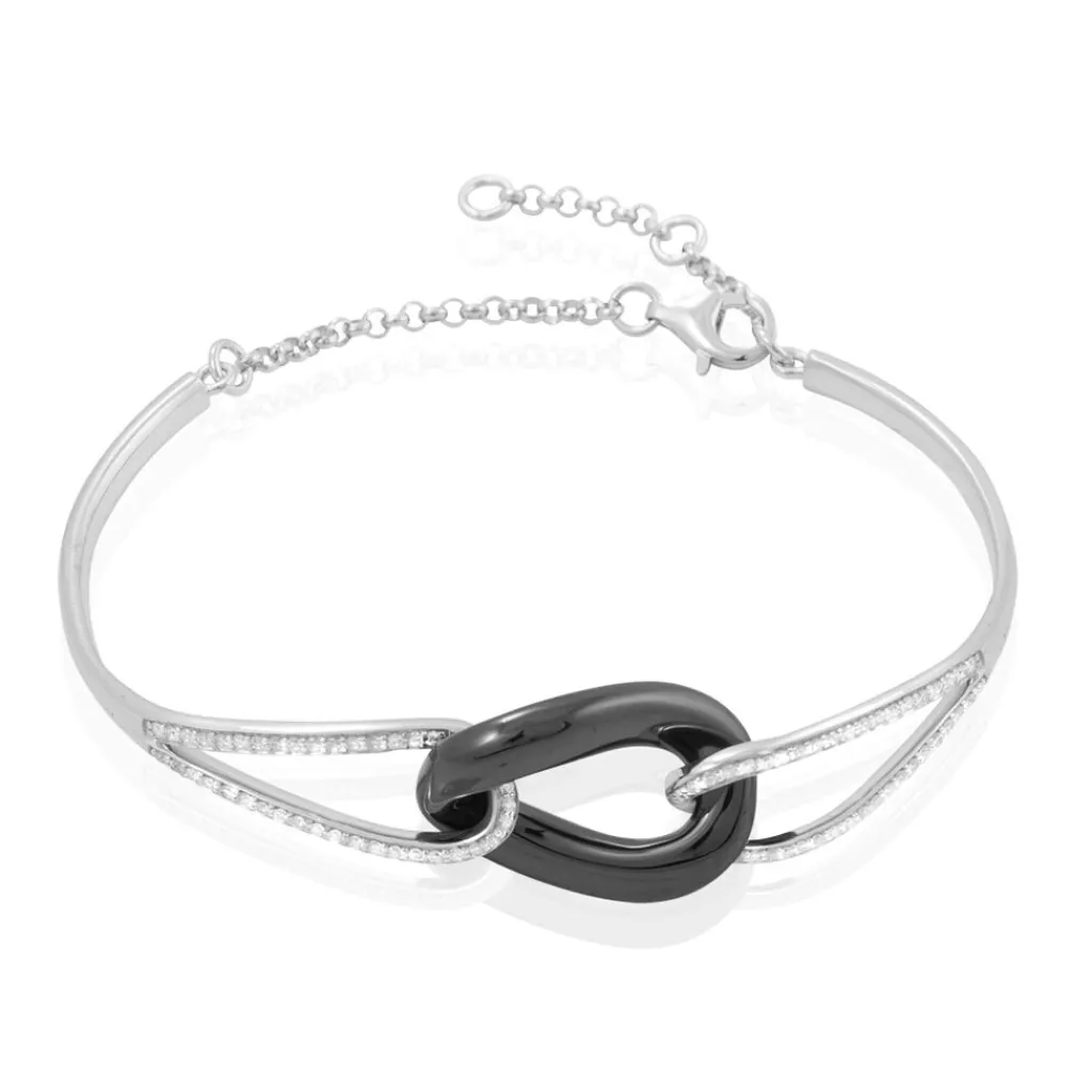 Histoire d'Or Bracelet Jonc Ceramik Design Argent Céramique Et Oxyde De Zirconium