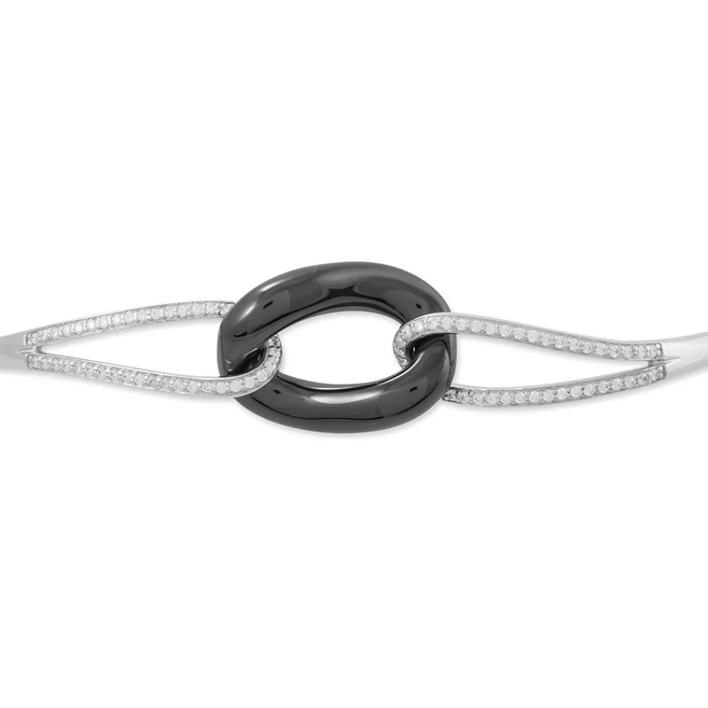 Histoire d'Or Bracelet Jonc Ceramik Design Argent Céramique Et Oxyde De Zirconium