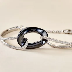 Histoire d'Or Bracelet Jonc Ceramik Design Argent Céramique Et Oxyde De Zirconium