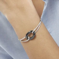 Histoire d'Or Bracelet Jonc Ceramik Design Argent Céramique Et Oxyde De Zirconium