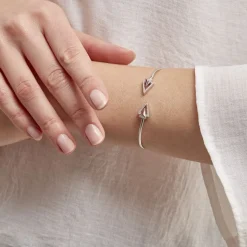 Histoire d'Or Bracelet Jonc Deva Argent Blanc Oxyde De Zirconium Clearance