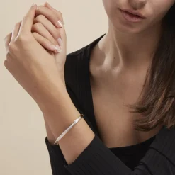 Histoire d'Or Bracelet Jonc Frieda Plaqué Or Jaune Oxyde De Zirconium New