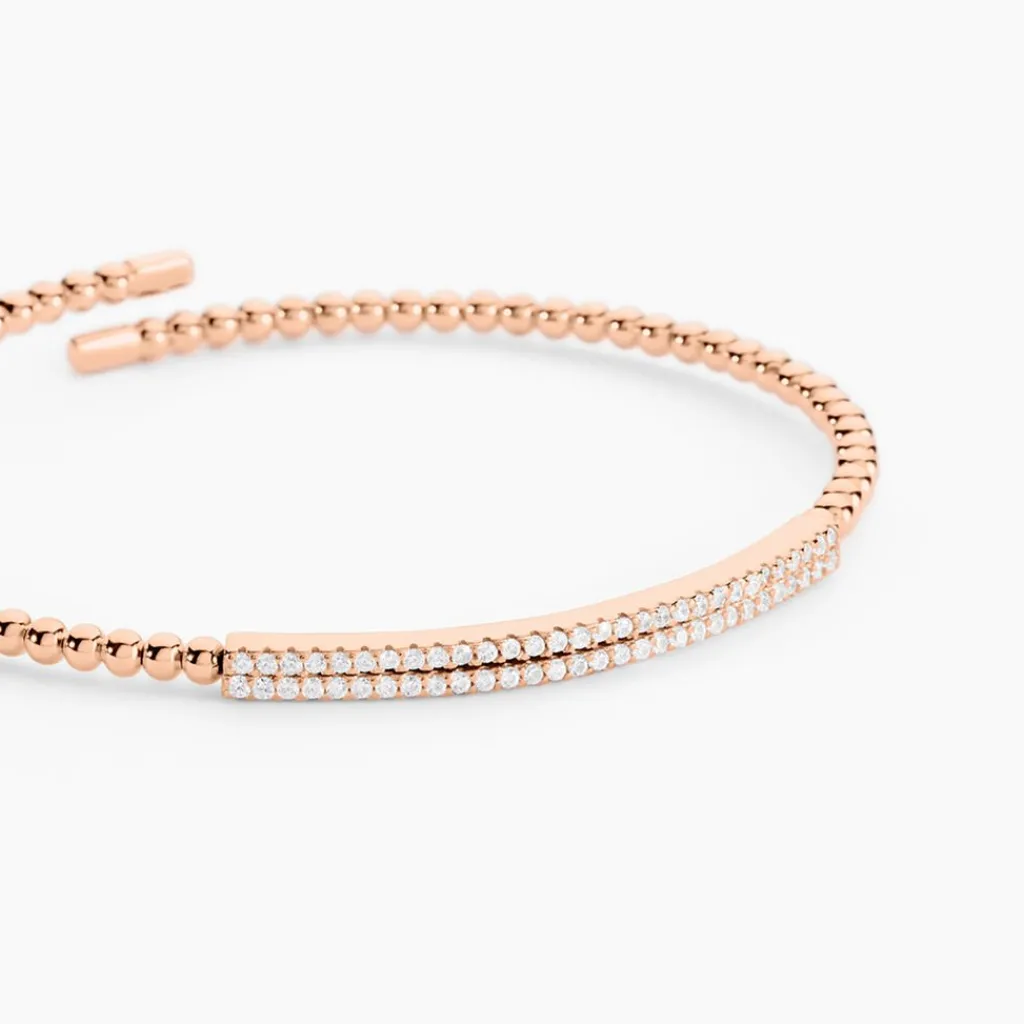 Histoire d'Or Bracelet Jonc Fuerza De Zirconium argent rose oxyde