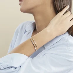 Histoire d'Or Bracelet Jonc Loise 2 Fils Carres Or Bicolore Discount