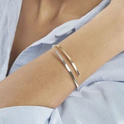 Histoire d'Or Bracelet Jonc Loise 2 Fils Carres Or Bicolore Discount