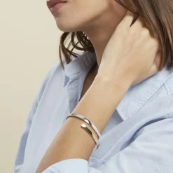 Histoire d'Or Bracelet Jonc Loise 2 Fils Carres Or Bicolore Sale