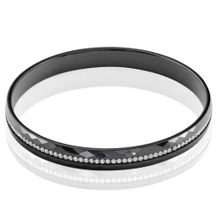 Histoire d'Or Bracelet Jonc Lola Cera Ceramique Noir Strass Et Céramique