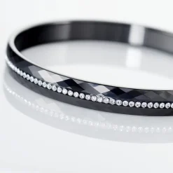 Histoire d'Or Bracelet Jonc Lola Cera Ceramique Noir Strass Et Céramique