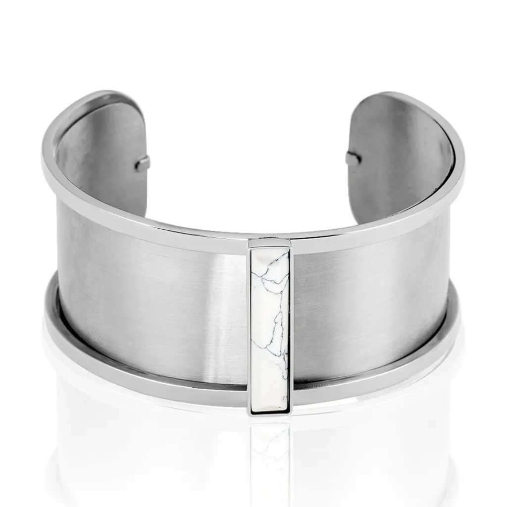 IMAGINE Bracelet Jonc Melvyna Acier Blanc Pierre De Synthese