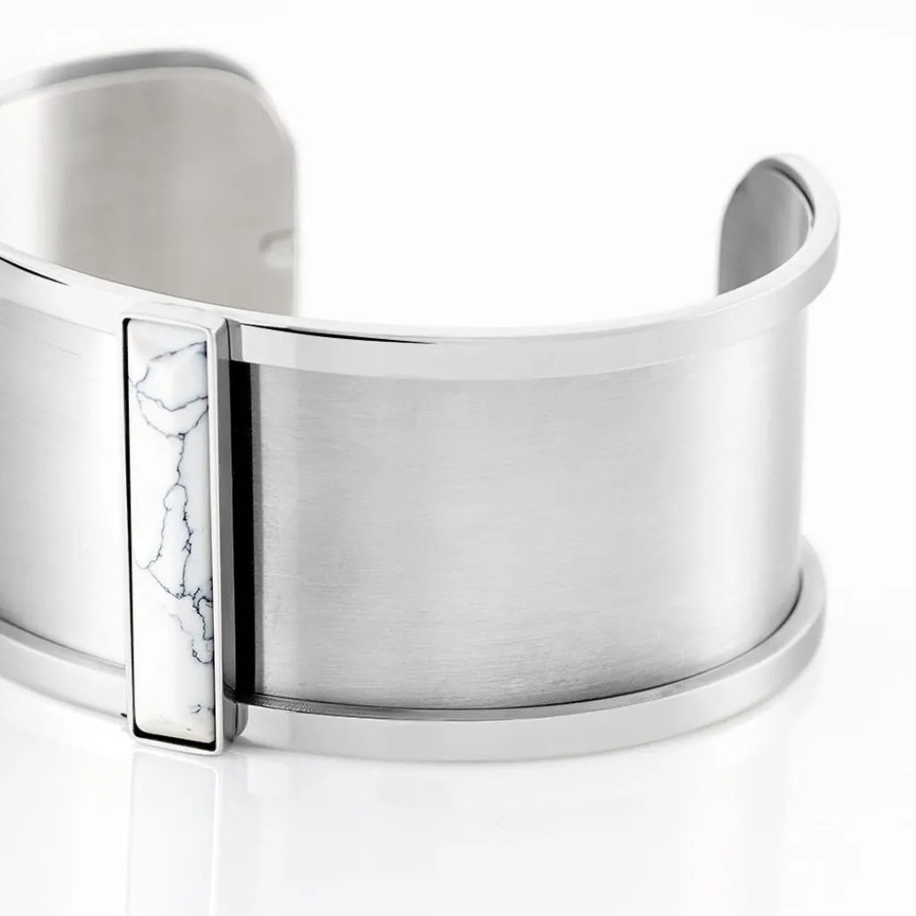 IMAGINE Bracelet Jonc Melvyna Acier Blanc Pierre De Synthese