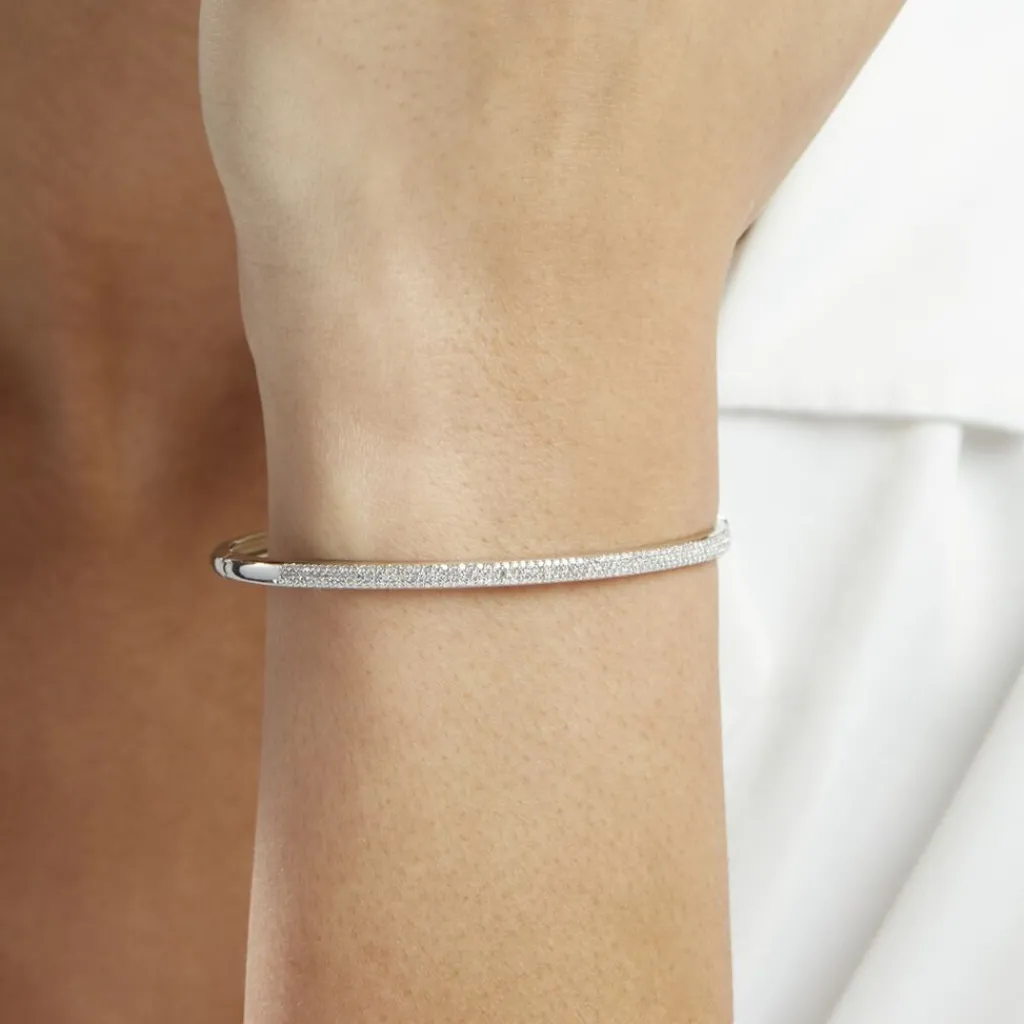 Histoire d'Or Bracelet Jonc Posie Or Blanc Diamant Discount