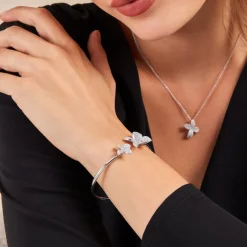 Histoire d'Or Bracelet Jonc Radiant Bloom Argent Blanc Oxyde Clearance