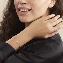 Histoire d'Or Bracelet Jonc Regine Argent Blanc Oxyde De Zirconium Sale