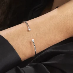 Histoire d'Or Bracelet Jonc Regine Argent Blanc Oxyde De Zirconium Sale