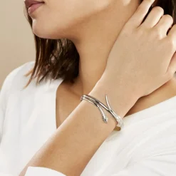 Histoire d'Or Bracelet Jonc Solitaae Argent Blanc Outlet