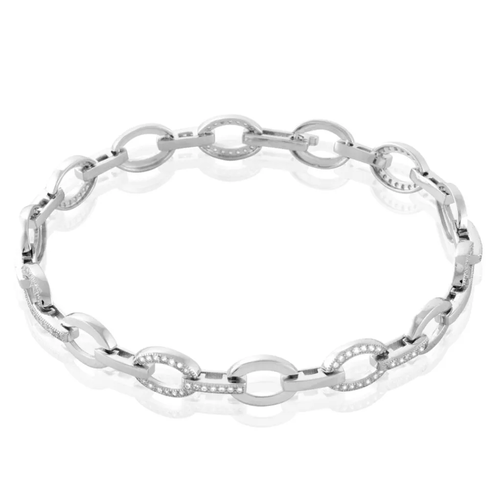 Histoire d'Or Bracelet Jonc Tehei Argent Blanc Oxyde De Zirconium Best