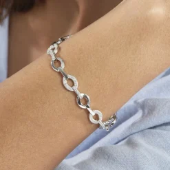 Histoire d'Or Bracelet Jonc Tehei Argent Blanc Oxyde De Zirconium Best