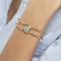 Histoire d'Or Bracelet Jonc Veina Plaqué Or Jaune Aventurine Clearance