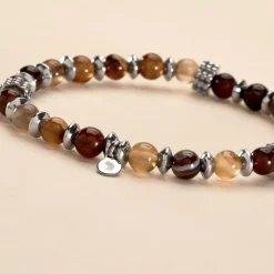 JOURDAN Bracelet Acier Gris Agate Sale