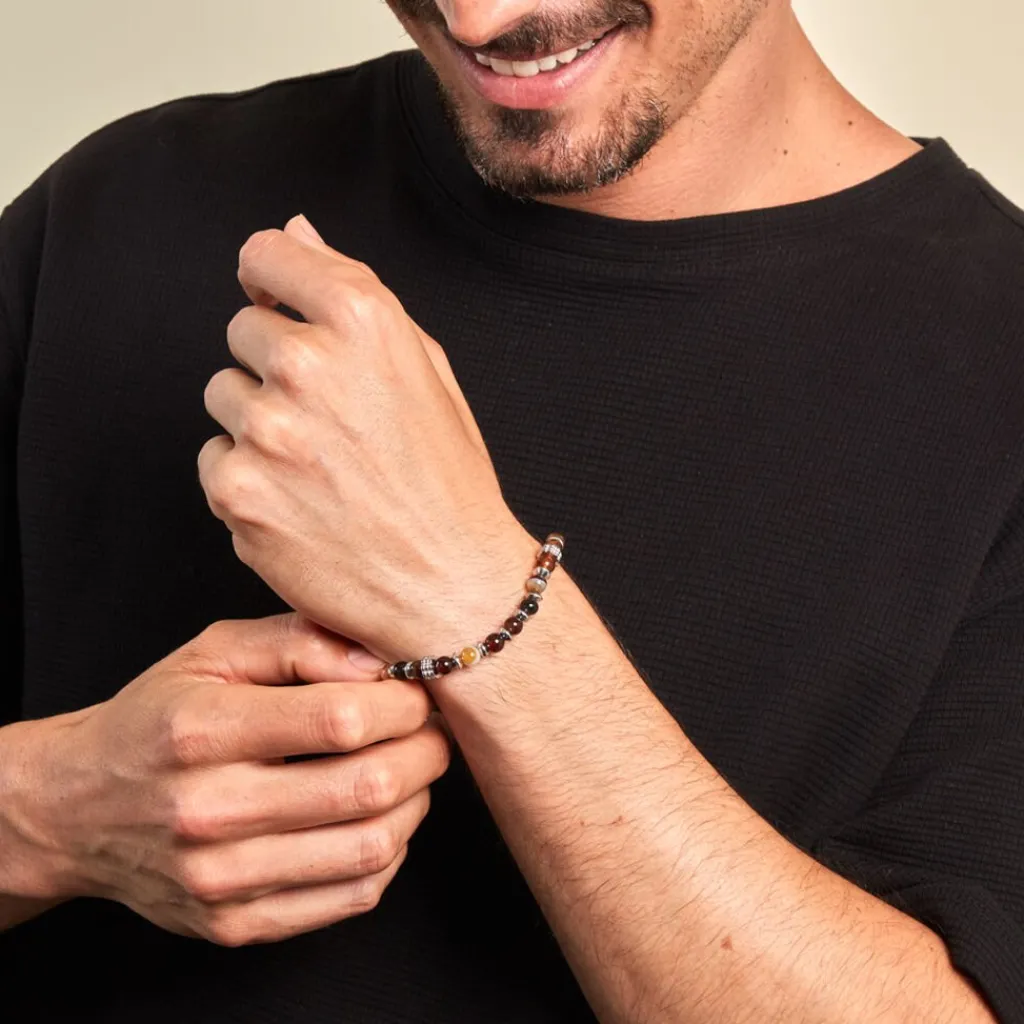 JOURDAN Bracelet Acier Gris Agate Sale