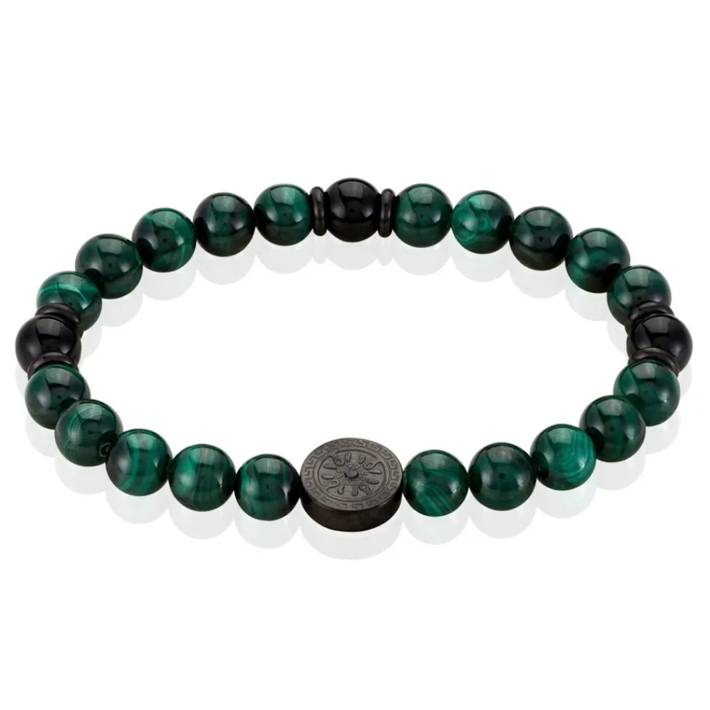 JOURDAN Bracelet Acier Noir Malachite New