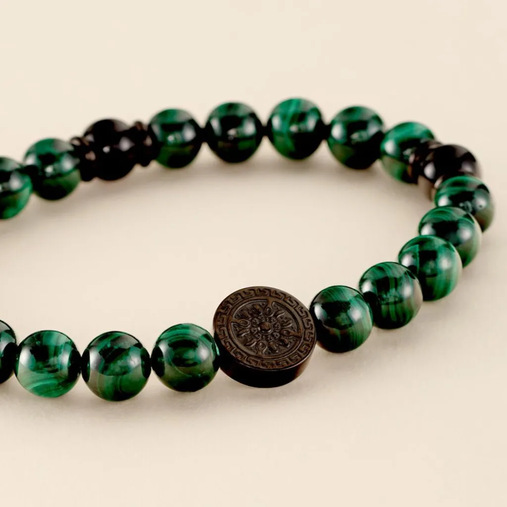 JOURDAN Bracelet Acier Noir Malachite New