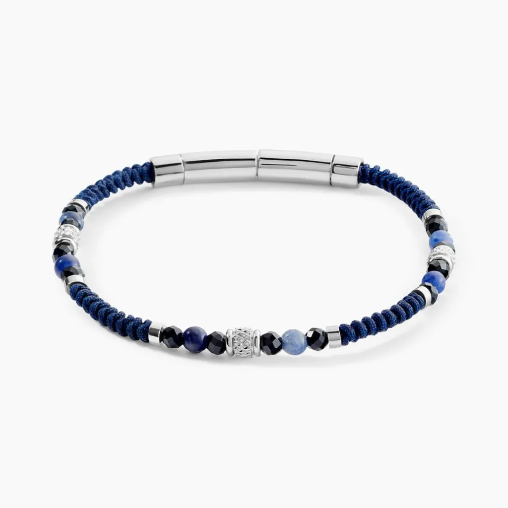 JOURDAN Bracelet Arttu Acier Argenté Sodalite Agate Sale