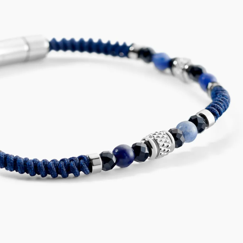 JOURDAN Bracelet Arttu Acier Argenté Sodalite Agate Sale
