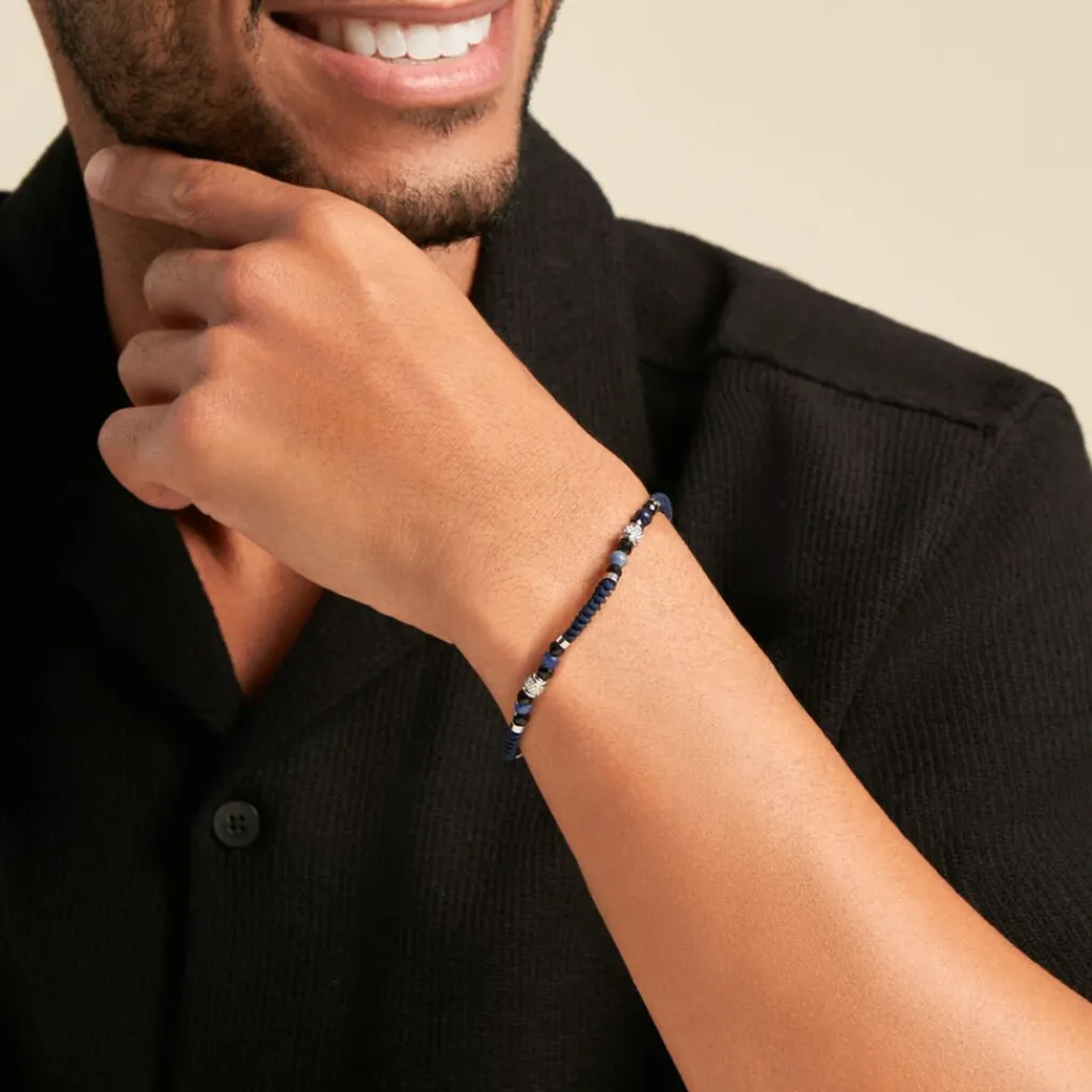 JOURDAN Bracelet Arttu Acier Argenté Sodalite Agate Sale