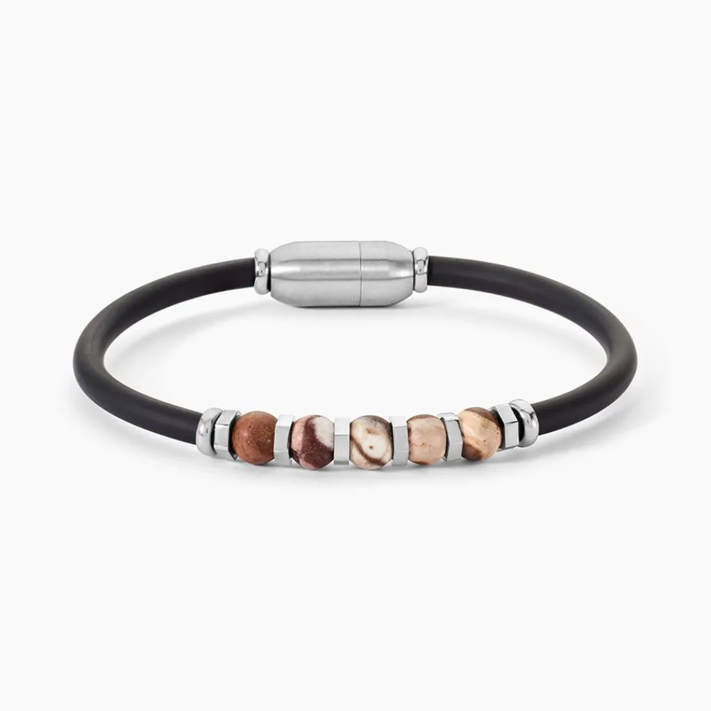 JOURDAN Bracelet Caoutchouc Noir Agate Best
