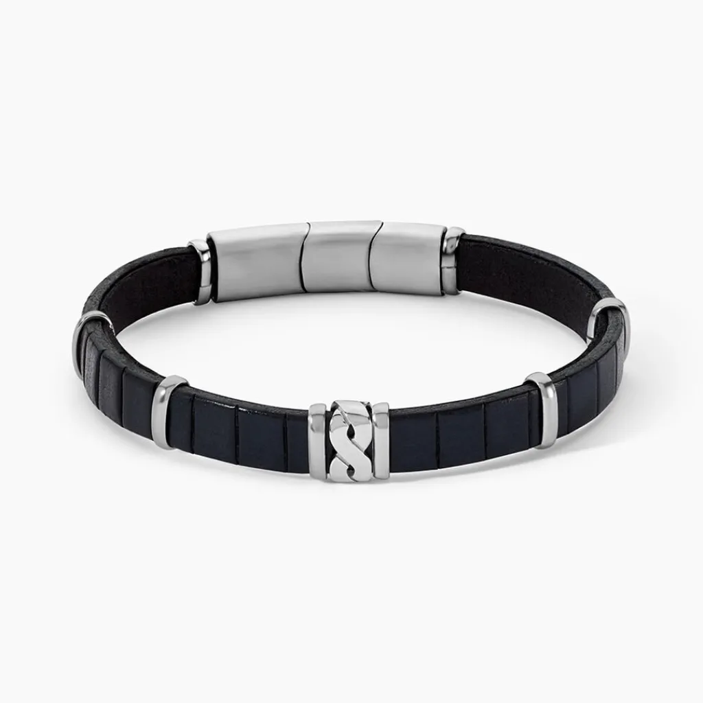 JOURDAN Bracelet Chip Cuir Noir Clearance