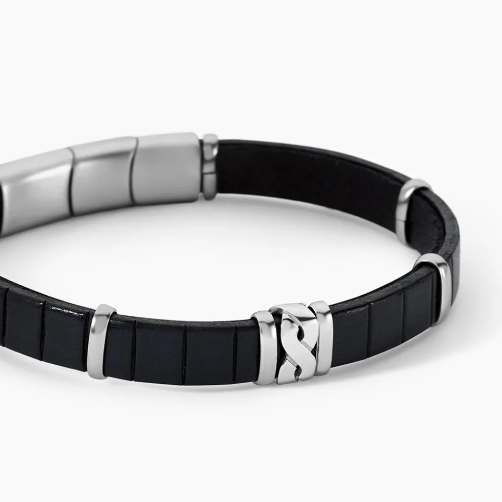 JOURDAN Bracelet Chip Cuir Noir Clearance