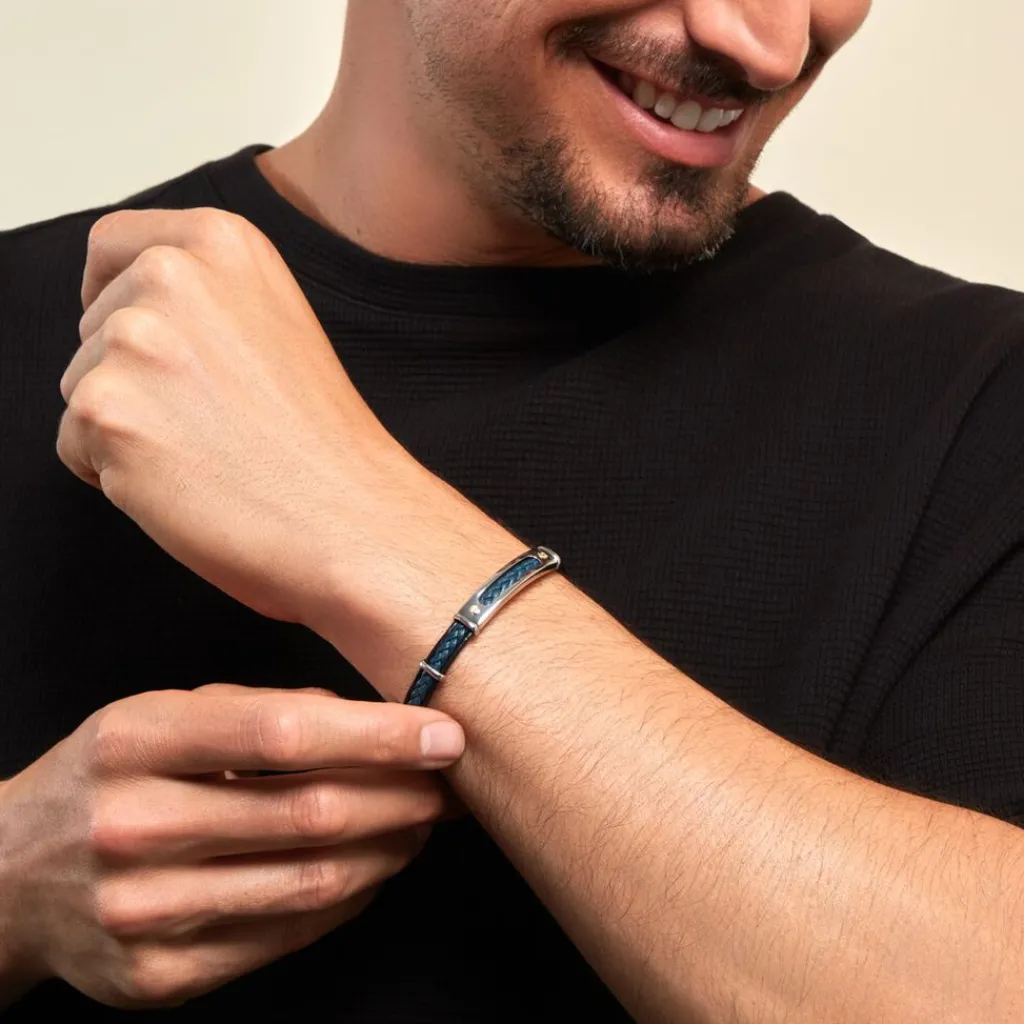 JOURDAN Bracelet Cuir Bleu Discount