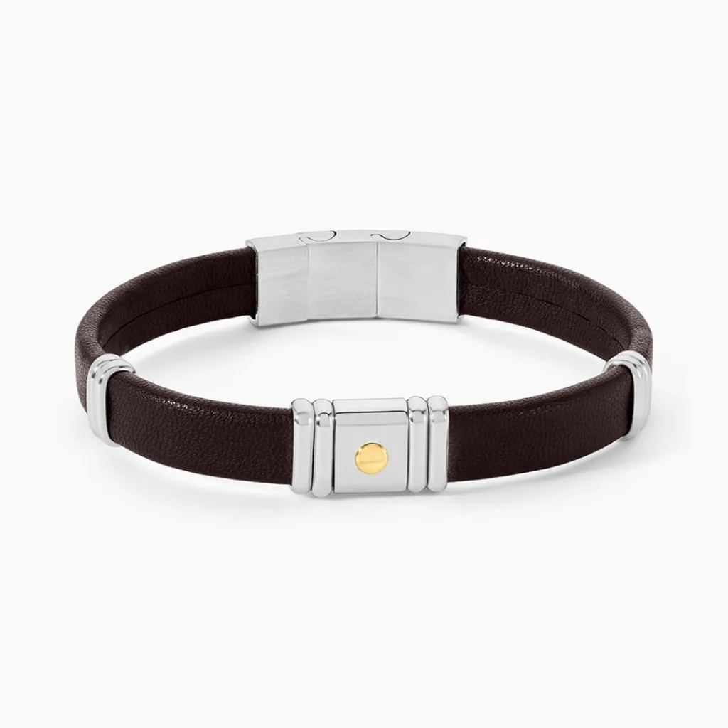 JOURDAN Bracelet Cuir Marron Outlet