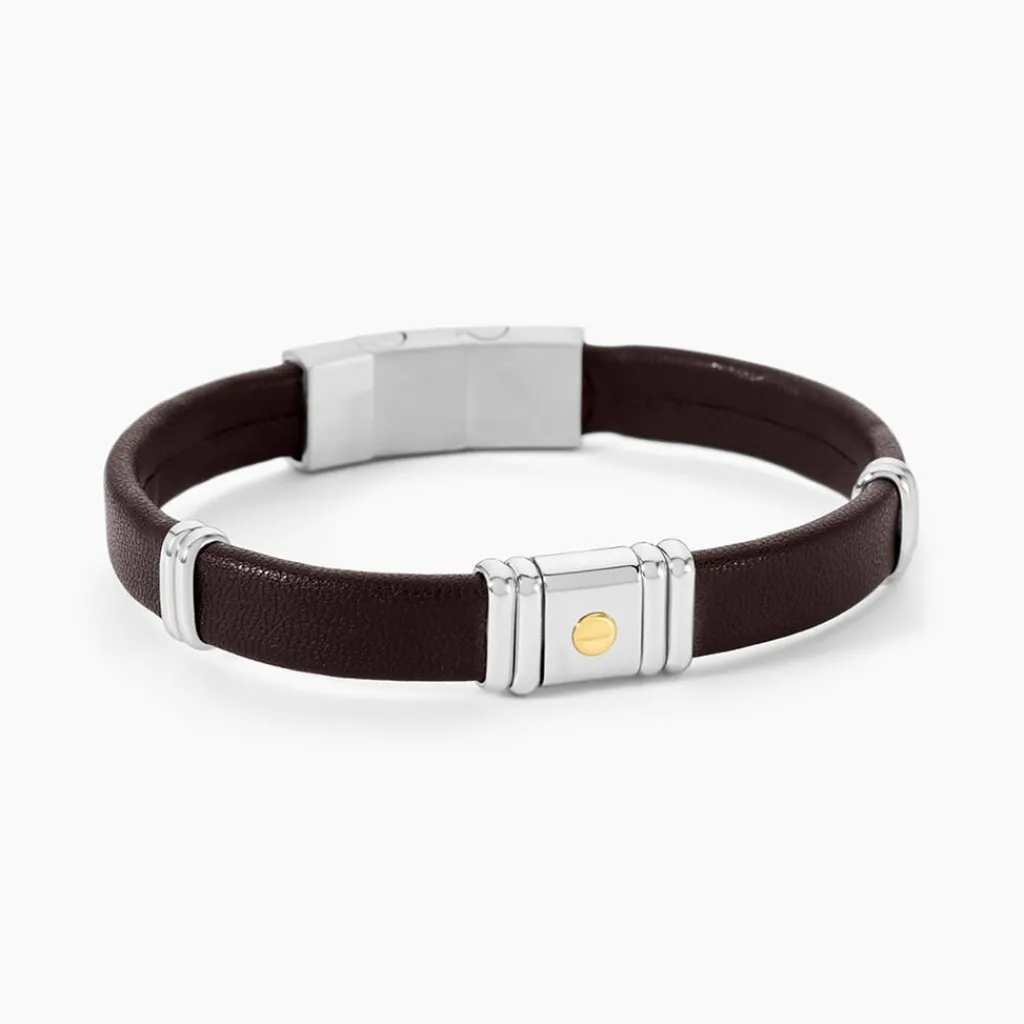 JOURDAN Bracelet Cuir Marron Outlet