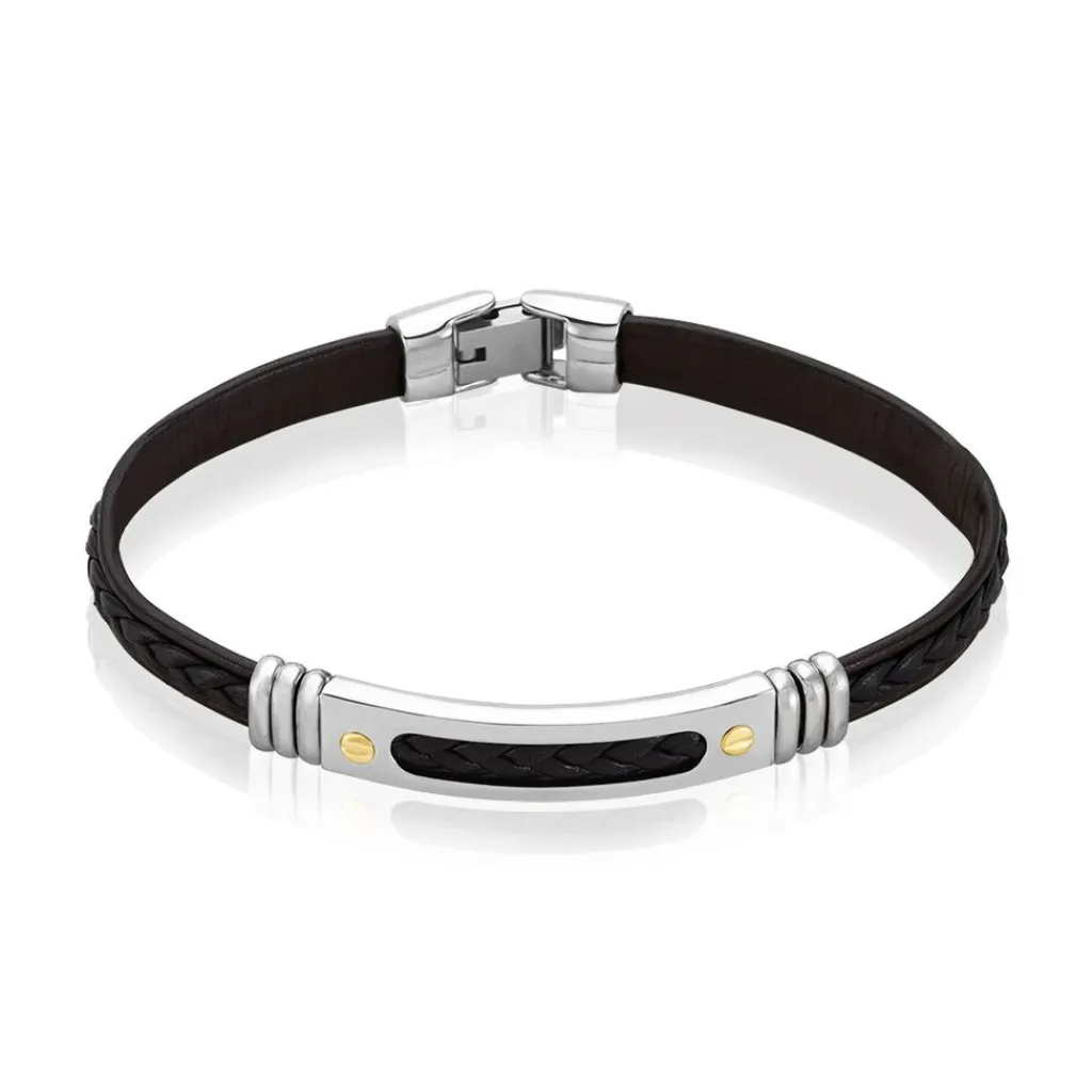JOURDAN Bracelet Cuir Noir Clearance