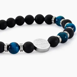 JOURDAN Bracelet Homme 1921 Acier Blanc 艙il De Tigre Onyx