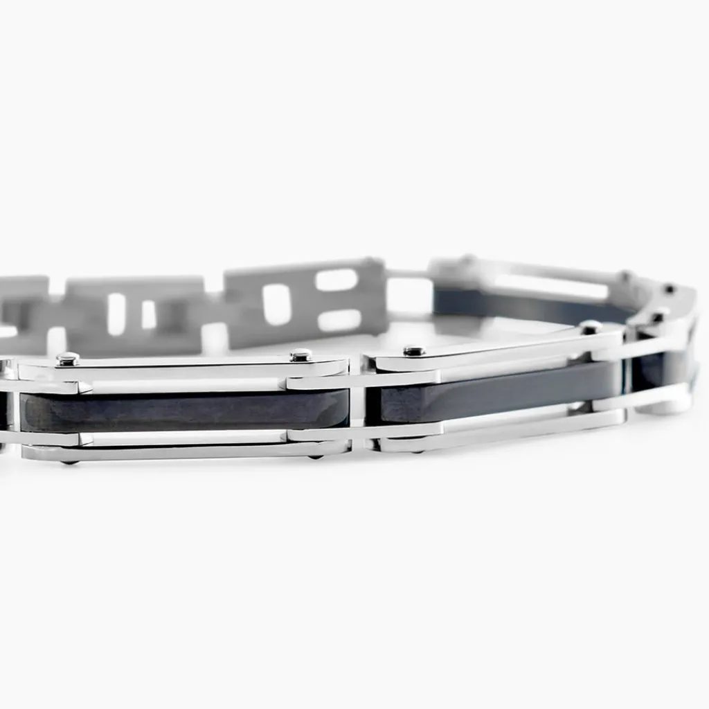 JOURDAN Bracelet Homme El Castillo Acier Bicolore Noir Et Blanc Outlet
